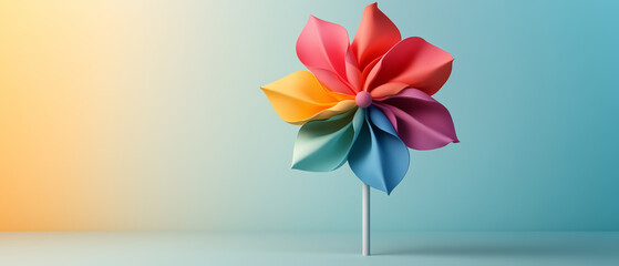 Obraz premium Colorful Pinwheel on Pastel Background.