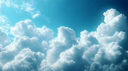 Fototapeta premium Fluffy White Clouds Against Blue Sky Background Image