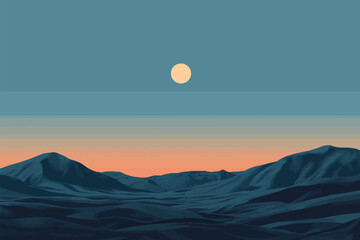Fototapeta premium Scenic Desert Landscape with Sand Dunes and Sunlit Hills