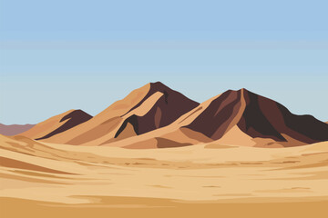 Scenic Desert Landscape with Sand Dunes and Sunlit Hills