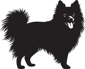 Obraz premium American Eskimo Dog Silhouette Vector Illustration White Background
