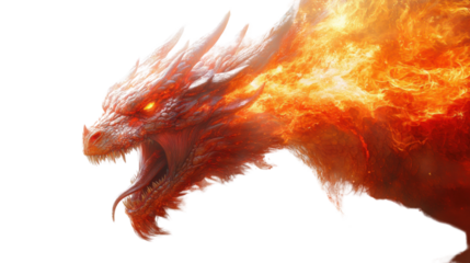 fire in the sky isolated on white background 