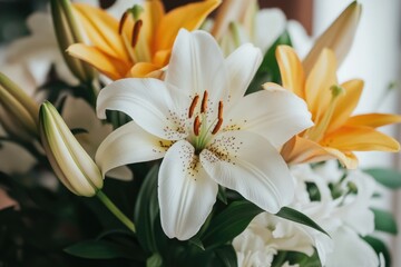 Fototapeta premium White and Yellow Flower Arrangement