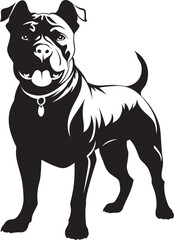 American Staffordshire Silhouette Vector Illustration White Background