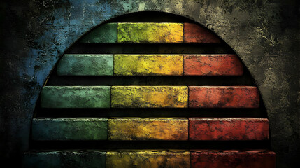 Abstract 3D Rainbow Brick Wall Background © MMGraphics