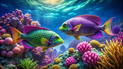 Colorful Fish Swimming Among Vibrant Coral Reef