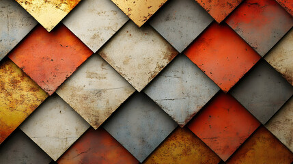 Abstract Background Image: Geometric Rhombus Pattern with Textured Colors © MMGraphics