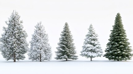 Obraz premium Collection of Christmas trees with snow-isolated 
