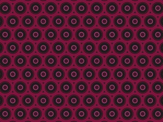 Repeating maroon and black concentric circle pattern; seamless geometric textile or wallpaper design.