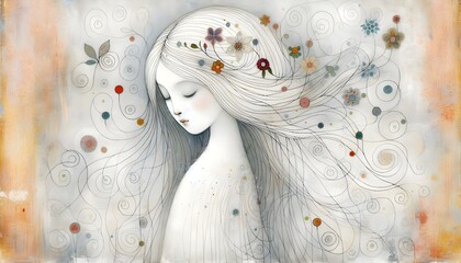 Naklejka premium Susurros de Primavera: Espíritus de la Naturaleza