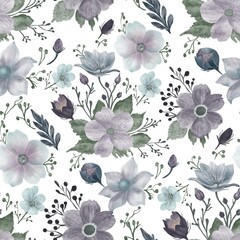 Seamless Pattern for moon flowers on dark. Night flowers. For printing on textile or packing paper, scrub-booking paper.