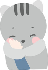 Obraz premium cat cartoon has a human hand stroking its chin.eps