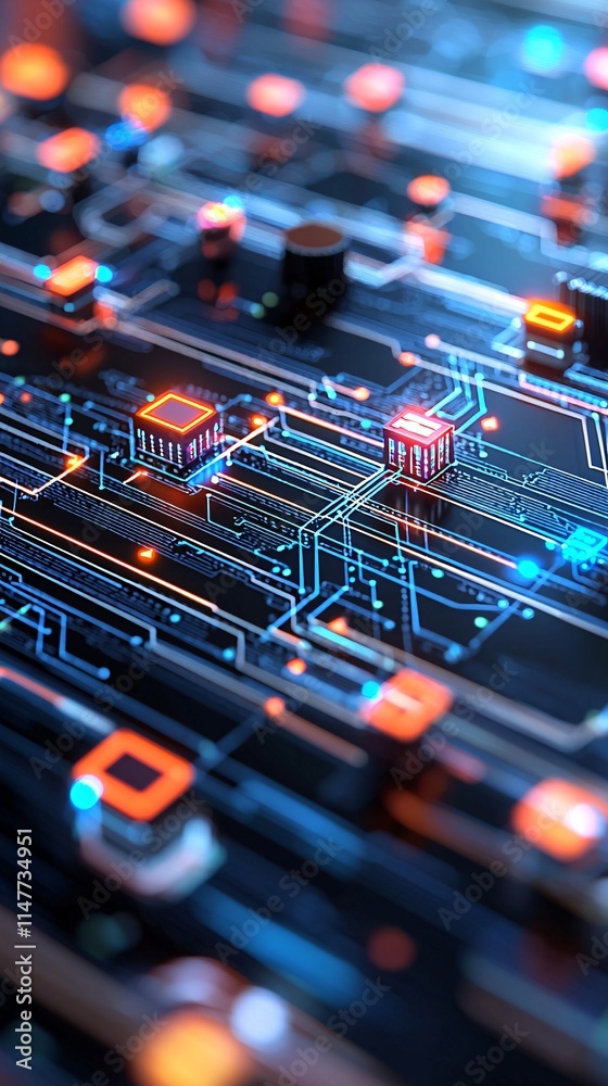 Poster an ai-powered security system for safeguarding medical data, glowing security nodes and a digital ne