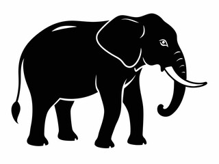 Minimalistic Black and White Elephant Illustration