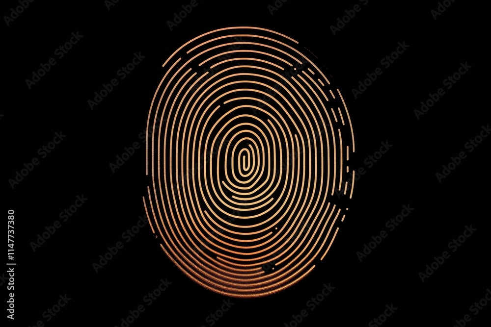 Aufkleber Digital fingerprint graphic displaying intricate patterns on a solid black background with ample copy space available for text. Generative AI