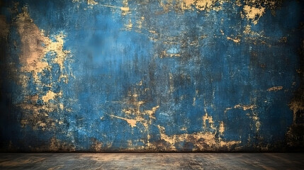 Distressed Blue and Gold Abstract Background Illustration