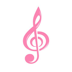 Obraz premium pink icon of Music Note isolated on a transparent background Minimalist flat icon, vector logo style sign clipart on a no background png