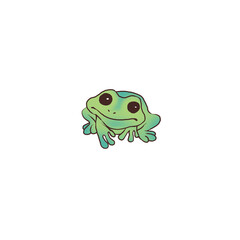 cheerful green frog sitting calmly, representing nature and ponds. Perfect for children’s projects or playful themes.