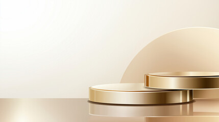 Abstract gold coins on reflective golden surface.