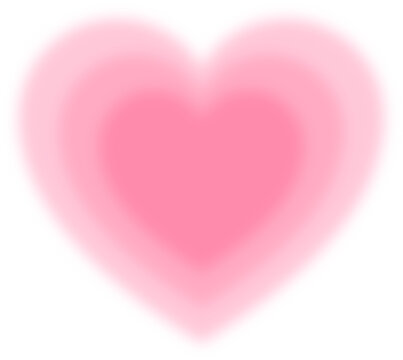 Pink blur heart shape with gradient aura, y2k style element for valentine's day,  Png isolated on transparent background.
