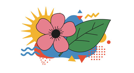 Naklejka premium Vibrant Abstrac Dynamic Colorful Elements Flat Vector Illustration 