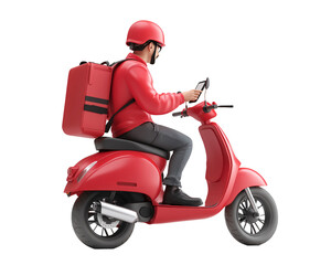 Red Delivery Scooter with Driver Side View