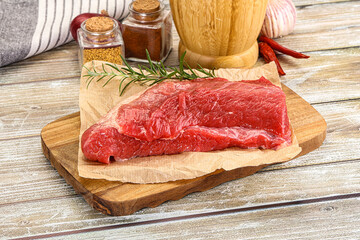 Raw beef flesh for cooking