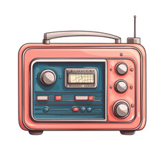 pink icon of Radio isolated on a transparent background Minimalist flat icon, vector logo style sign clipart on a no background png