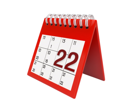 Red Table Calendar with Big Number 22