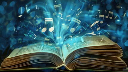 Music Notes Erupting From Open Book