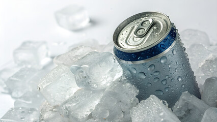 Chilled Perfection: Refreshing Drink Can with Ice Cube Surround"