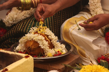 kumbum a decorative pot kept in hindu pooja as a sacred item