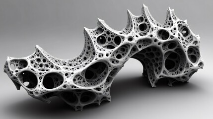 Fototapeta premium Intricate 3D sculpture representing organic forms and complex structures in a minimalistic design. Generative AI