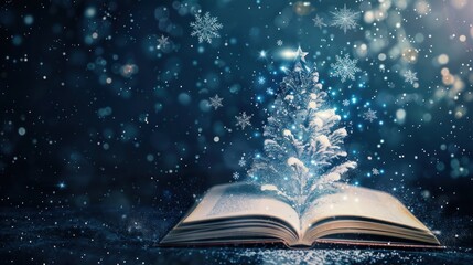 Christmas Tree Growing From Book