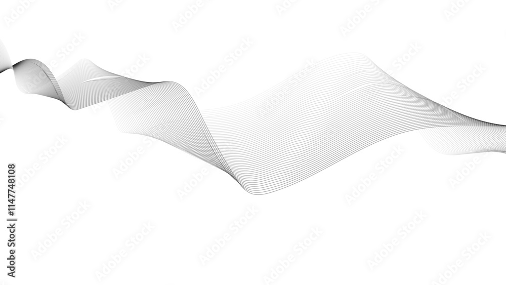 Wall mural abstract wave digital element for certificate design. vector illustration of the gray pattern of lin