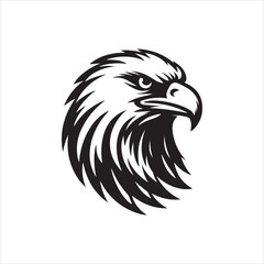 Eagle head silhouette vector illustration, head stylized logo