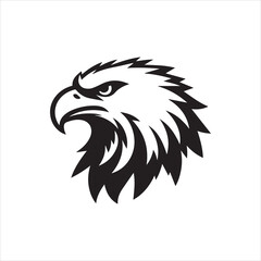 Eagle head silhouette vector illustration, head stylized logo