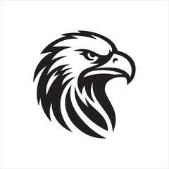 Eagle head silhouette vector illustration, head stylized logo