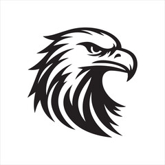 Eagle head silhouette vector illustration, head stylized logo