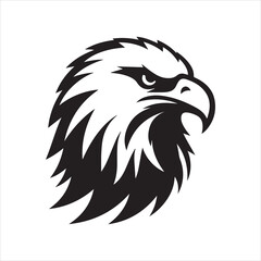 Eagle head silhouette vector illustration, head stylized logo