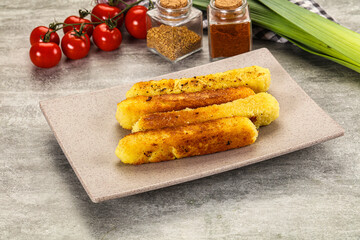 Crispy breaded mozarella cheese sticks