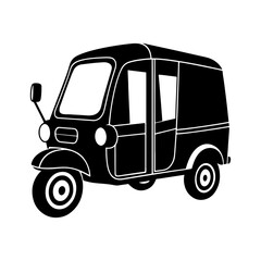 Auto Rickshaw silhouette, black and white silhouette, vector and illustration