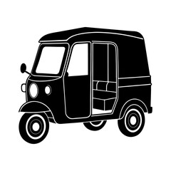 Auto Rickshaw silhouette, black and white silhouette, vector and illustration