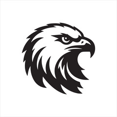 Eagle head silhouette vector illustration, head stylized logo