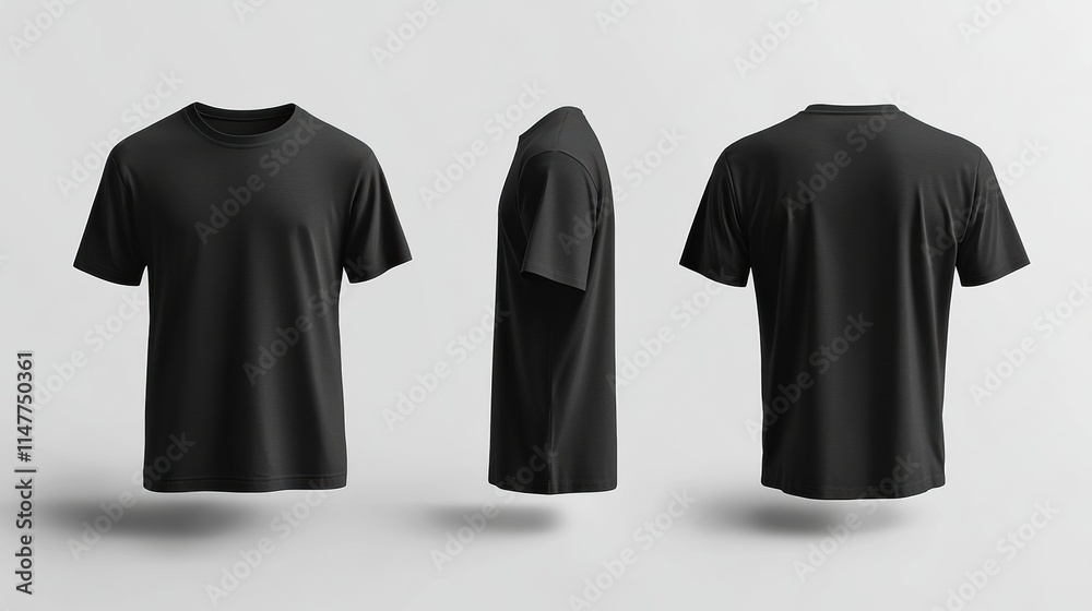Fototapete Mockup template for blank t shirt design showcasing multiple angles and style options. Generative AI