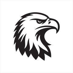 Eagle head silhouette vector illustration, head stylized logo