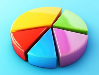 Obraz premium Colorful Pie Chart on Blue Background
