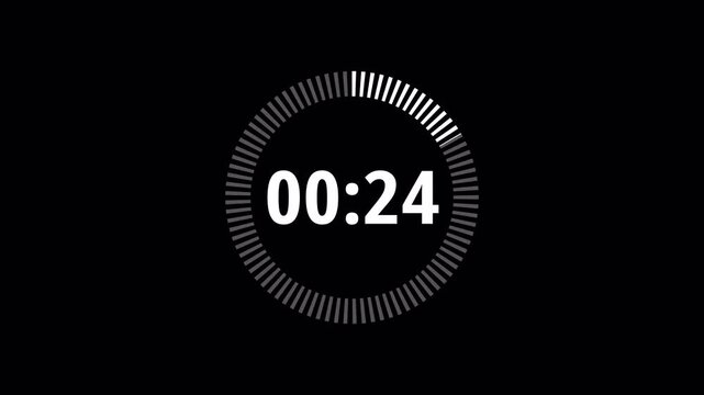 30 second countdown timer animation from 30 seconds to 0 seconds with alpha channel , 30 second countdown timer on a transparent background.