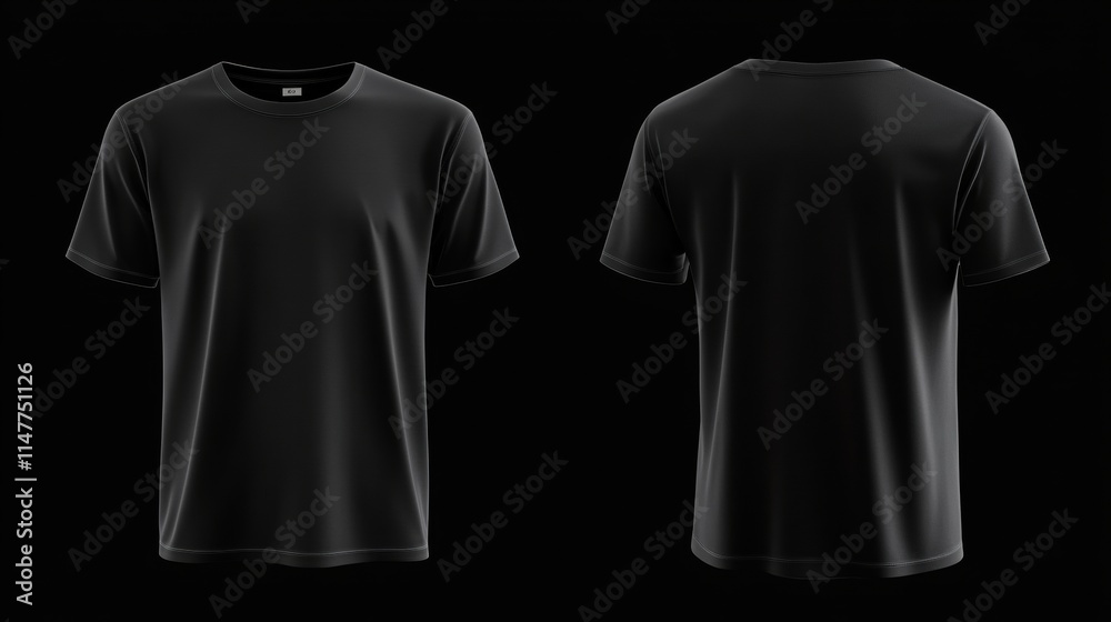 Fototapete mockup for displaying text on a plain black t shirt in a minimalistic setting. generative ai