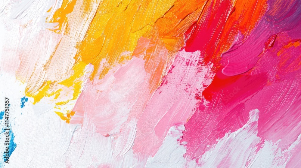 Poster soft pastel paint smeared across a white background fades into bold bright hues, creating an abstrac